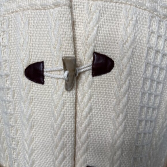 Branigan Weaver Wool Coat M Cream Toggle Buttons Cable Knit Cardigan Fisherman - Picture 7 of 15